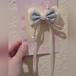 Cute Blue and White Bow Headband